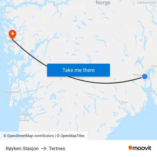 Røyken Stasjon to Tertnes map