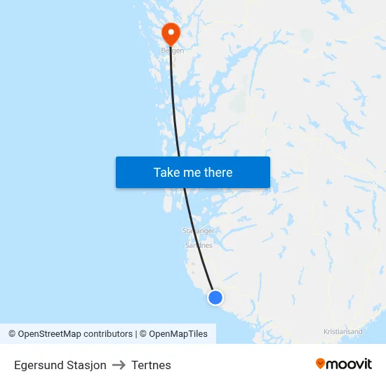 Egersund Stasjon to Tertnes map
