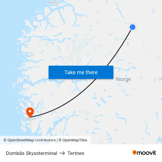 Dombås Skyssterminal to Tertnes map