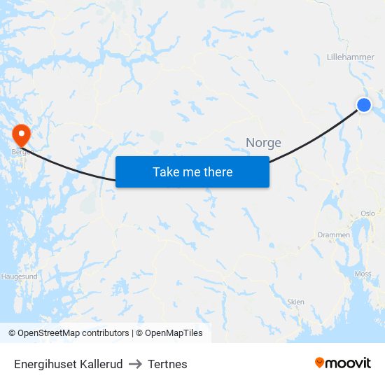 Energihuset Kallerud to Tertnes map