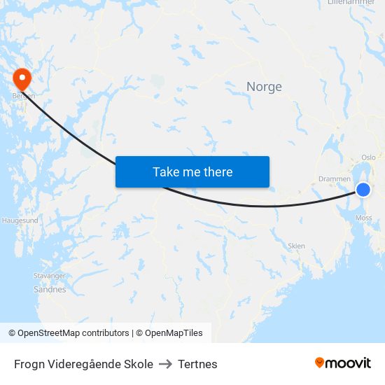 Frogn Videregående Skole to Tertnes map