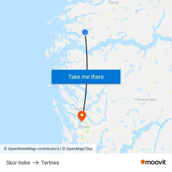 Skor Indre to Tertnes map
