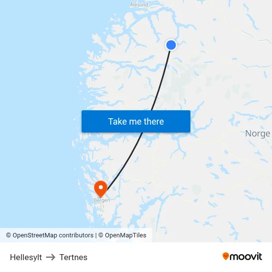 Hellesylt to Tertnes map