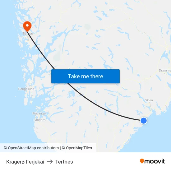 Kragerø Ferjekai to Tertnes map