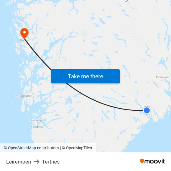 Leiremoen to Tertnes map