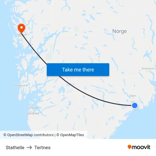 Stathelle to Tertnes map