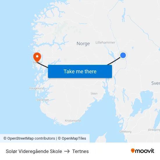 Solør Videregående Skole to Tertnes map