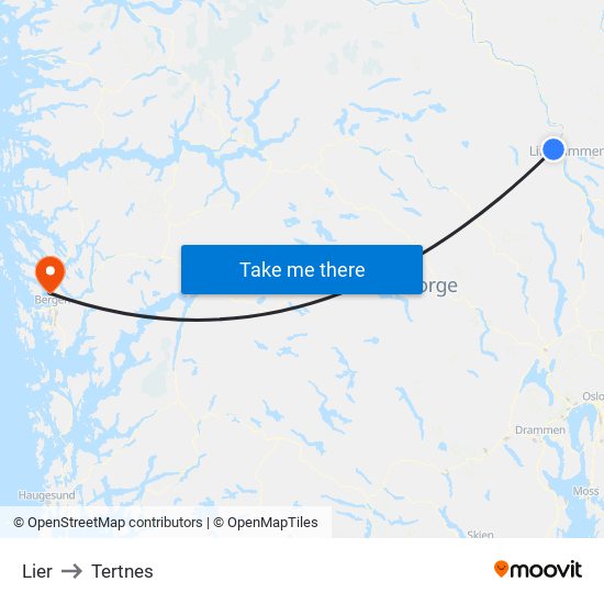 Lier to Tertnes map