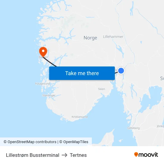 Lillestrøm Bussterminal to Tertnes map