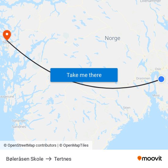 Bøleråsen Skole to Tertnes map