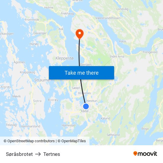 Søråsbrotet to Tertnes map