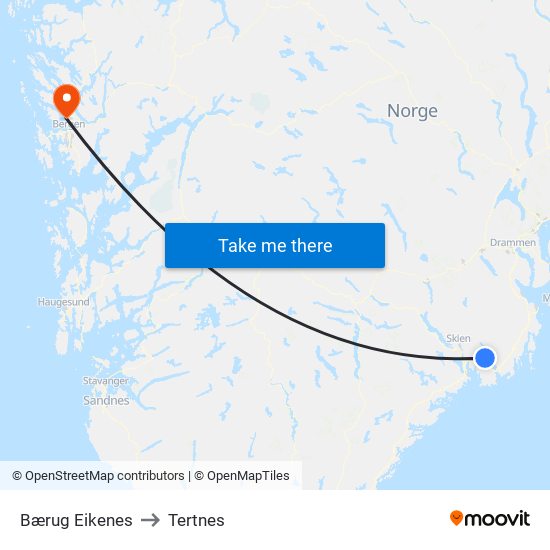 Bærug Eikenes to Tertnes map