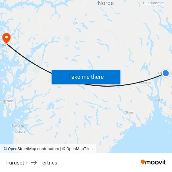 Furuset T to Tertnes map