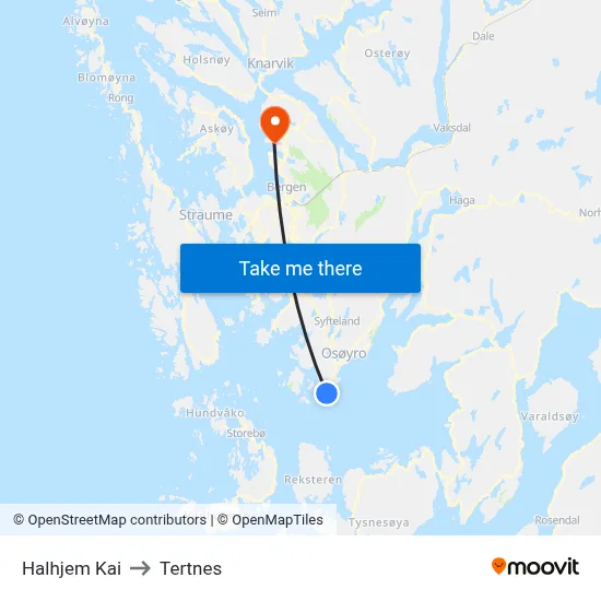 Halhjem Kai to Tertnes map