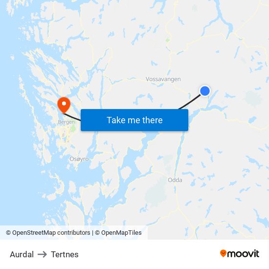 Aurdal to Tertnes map