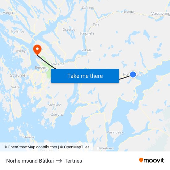 Norheimsund Båtkai to Tertnes map