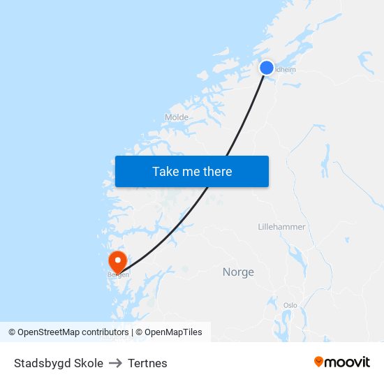 Stadsbygd Skole to Tertnes map