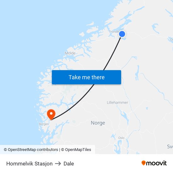 Hommelvik Stasjon to Dale map