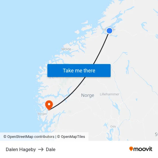 Dalen Hageby to Dale map
