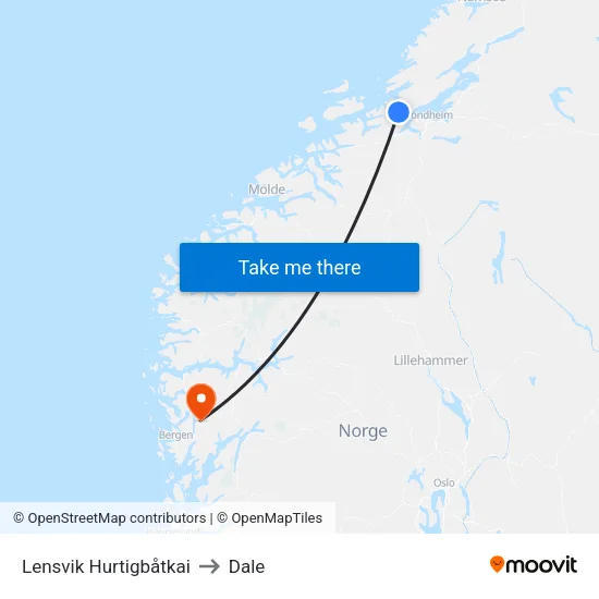 Lensvik Hurtigbåtkai to Dale map