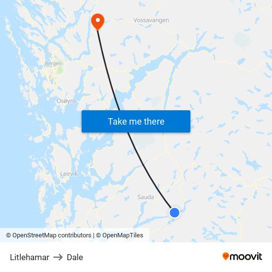 Litlehamar to Dale map