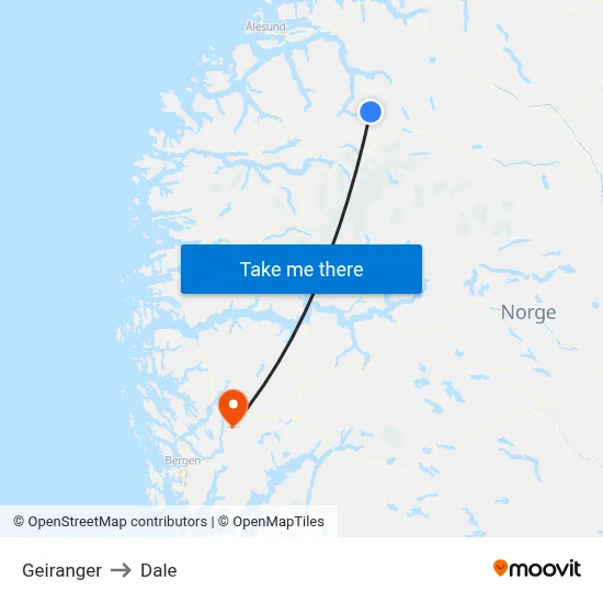 Geiranger to Dale map