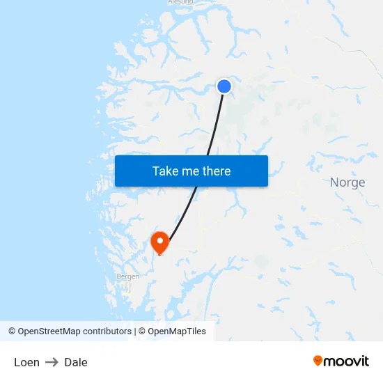 Loen to Dale map