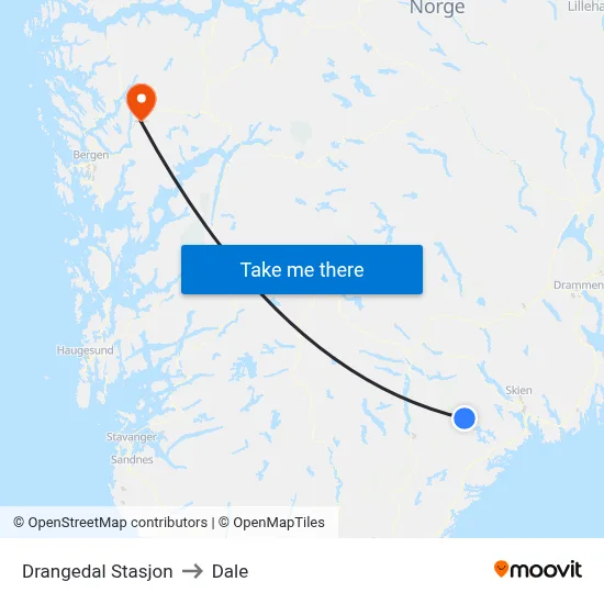 Drangedal Stasjon to Dale map