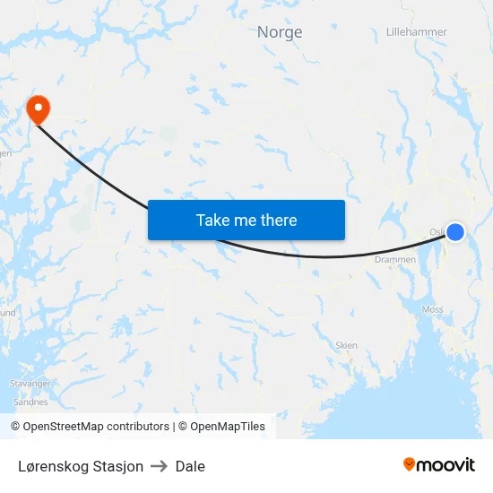 Lørenskog Stasjon to Dale map