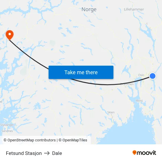 Fetsund Stasjon to Dale map