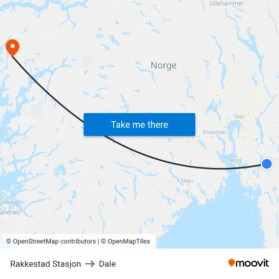 Rakkestad Stasjon to Dale map