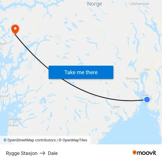 Rygge Stasjon to Dale map
