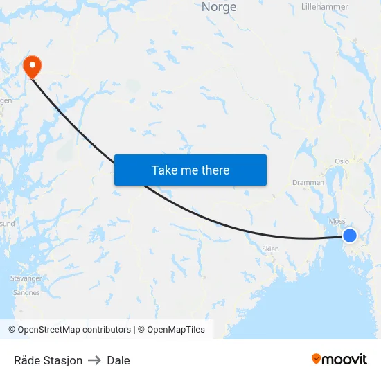Råde Stasjon to Dale map