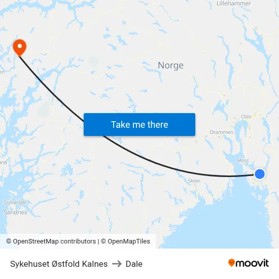 Sykehuset Østfold Kalnes to Dale map