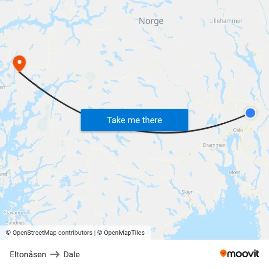 Eltonåsen to Dale map