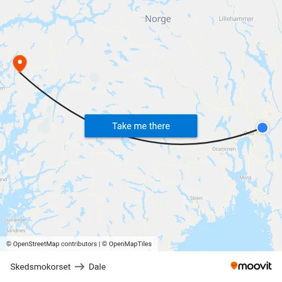Skedsmokorset to Dale map