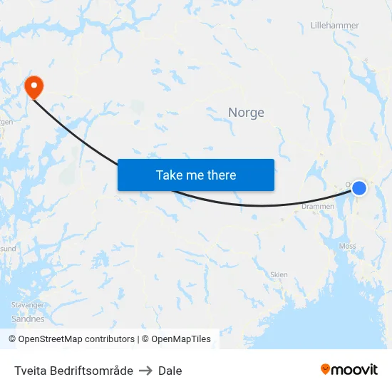 Tveita Bedriftsområde to Dale map