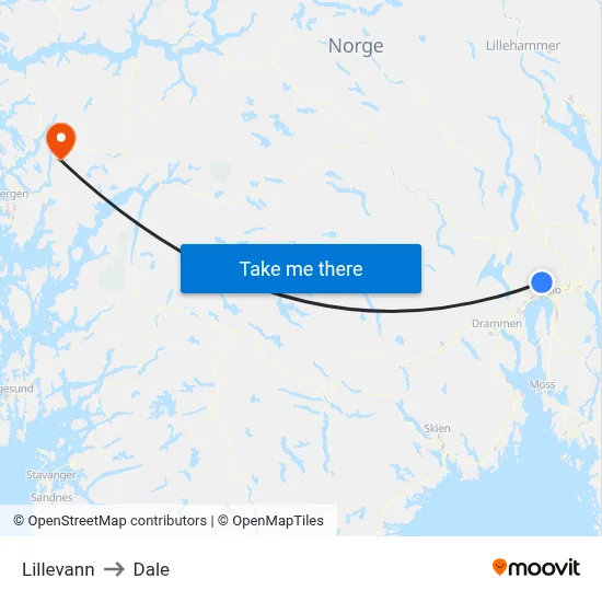Lillevann to Dale map