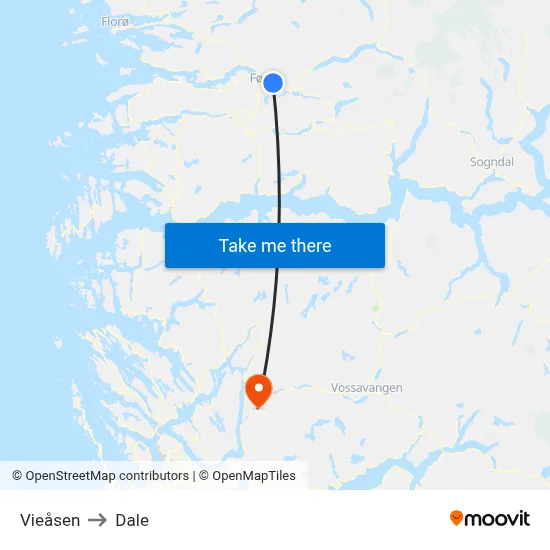 Vieåsen to Dale map