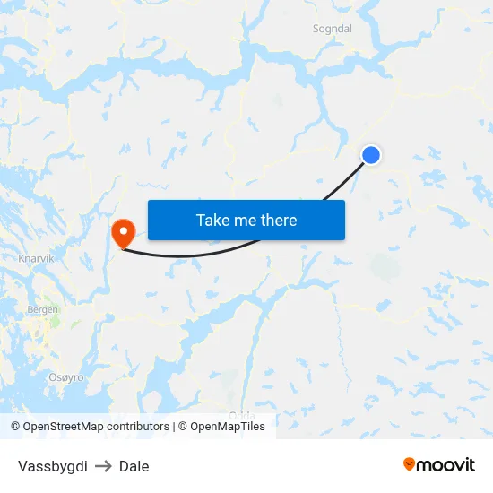 Vassbygdi to Dale map