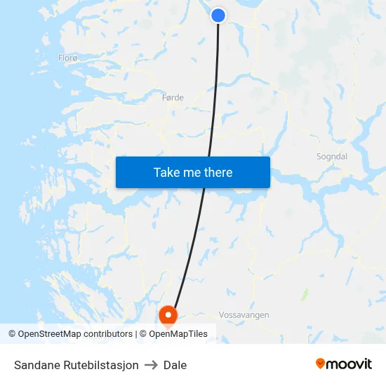 Sandane Rutebilstasjon to Dale map