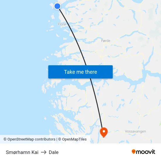 Smørhamn Kai to Dale map