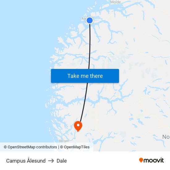 Campus Ålesund to Dale map