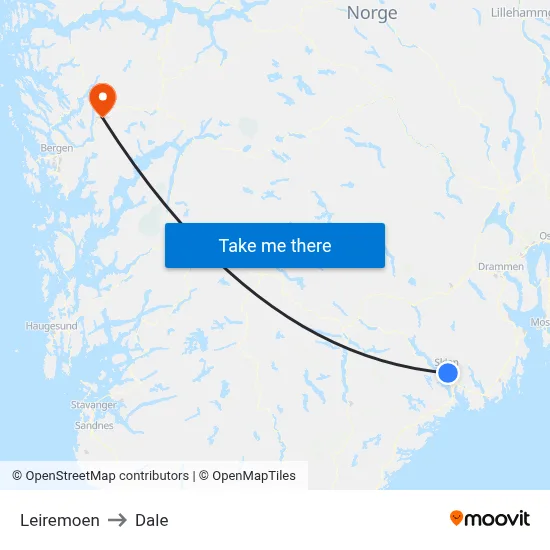 Leiremoen to Dale map