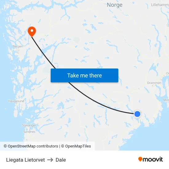 Liegata Lietorvet to Dale map