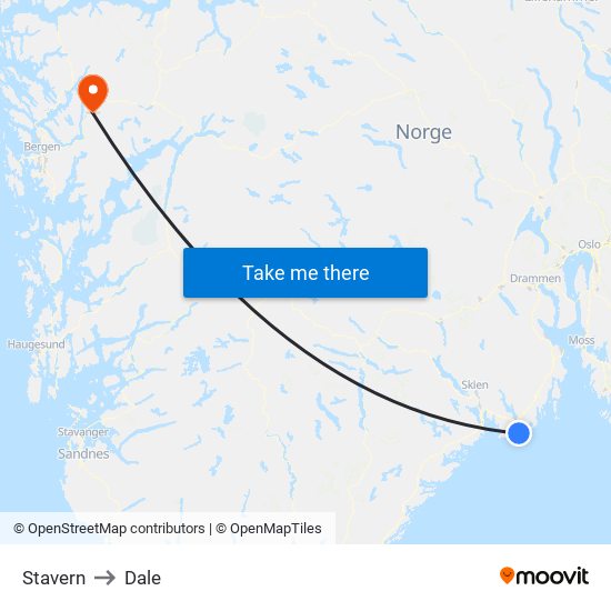 Stavern to Dale map