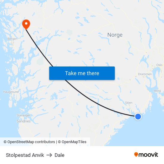 Stolpestad Anvik to Dale map