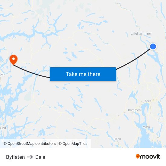 Byflaten to Dale map