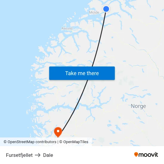 Fursetfjellet to Dale map
