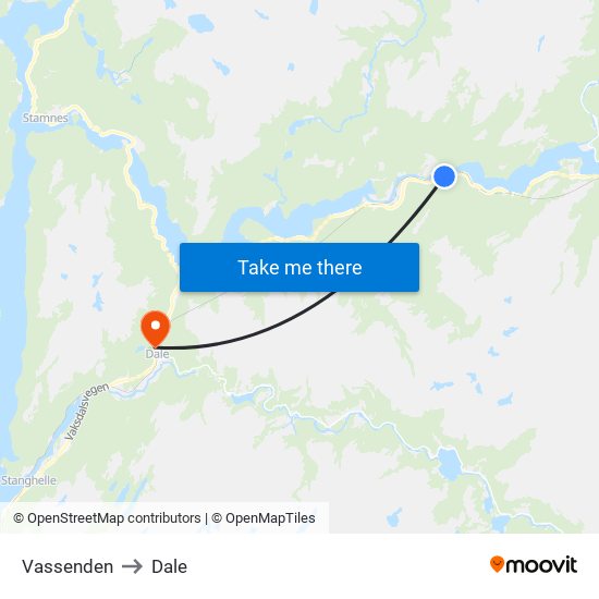 Vassenden to Dale map